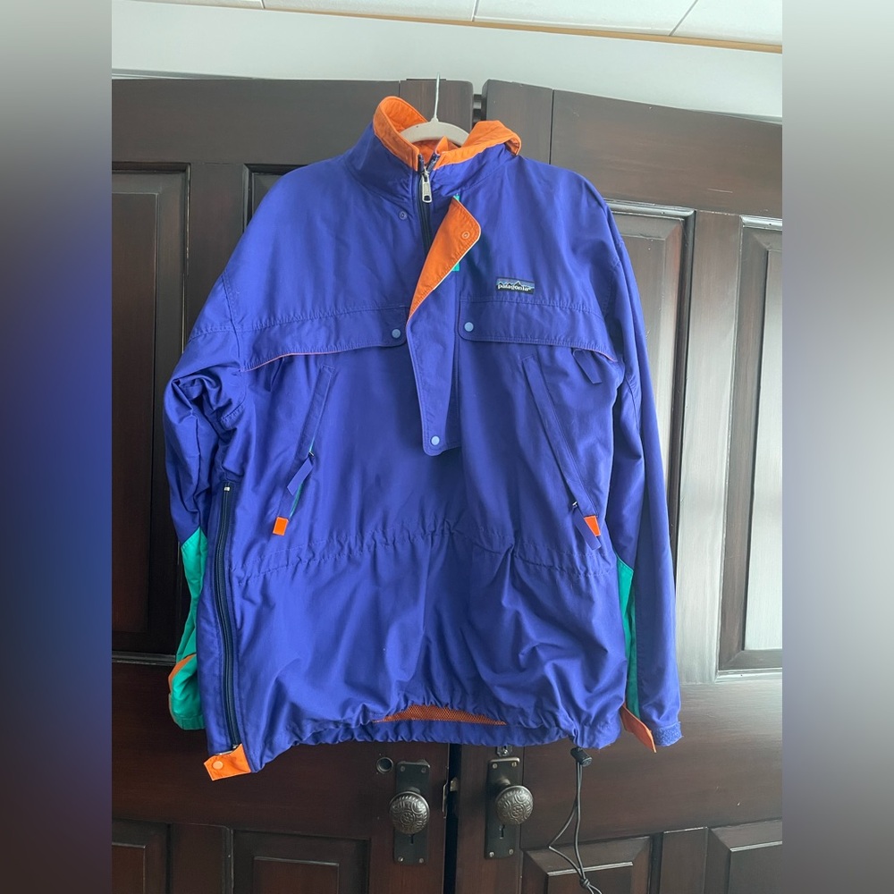 Patagonia Orange and Purple Mesh windbreaker.